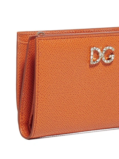 Shop Dolce & Gabbana Logo Embellished Wallet In Orange