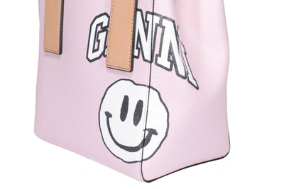 Shop Ganni Smiley Face Print Small Tote Bag In Multi