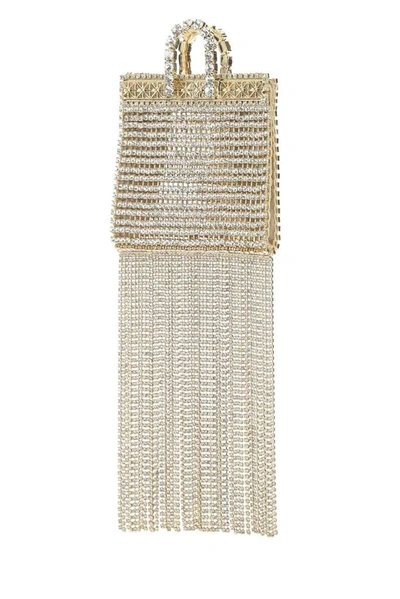 Shop Rosantica Embellished Fringed Tote Bag In Gold