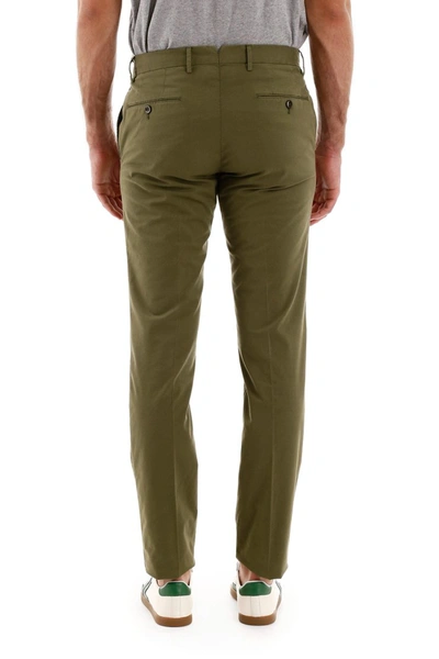 Shop Pt01 Superslim Fit Cotton Pants In Militare