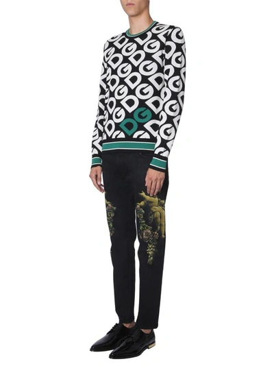 Shop Dolce & Gabbana Logo Printed Sweater In Multicolour
