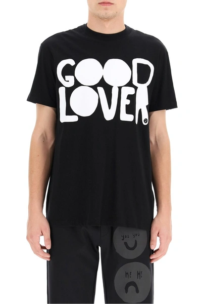 Shop Valentino Good Lover Print T-shirt In Nero Bianco