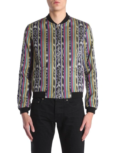 Shop Saint Laurent Reversible Varsity Jacket In Multicolour