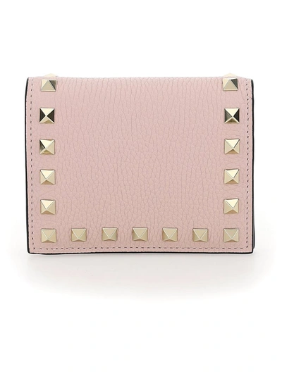 Shop Valentino Garavani Rockstud Bifold Wallet In Pink