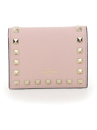 Shop Valentino Garavani Rockstud Bifold Wallet In Pink