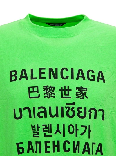 Shop Balenciaga Oversized Cotton T-shirt With Logo Print In Green