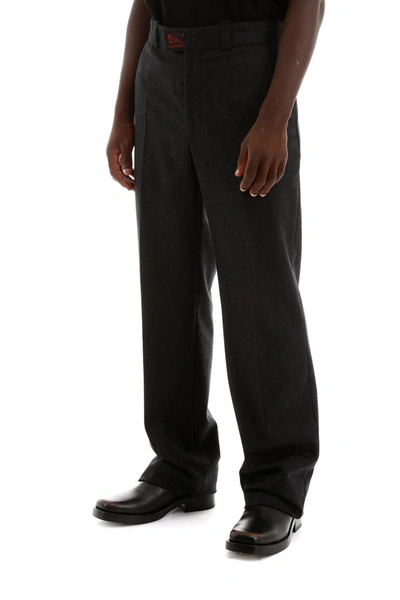 Shop Raf Simons Wool Trousers In Dark Grey