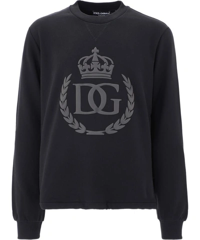 Shop Dolce & Gabbana Rubbered Logo Sweatshirt In Black  