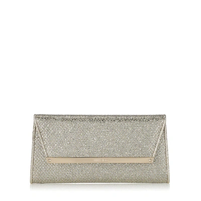 Shop Jimmy Choo Margot Champagne Glitter Fabric Clutch Bag