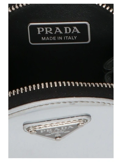 Shop Prada Round Mini Purse In Silver