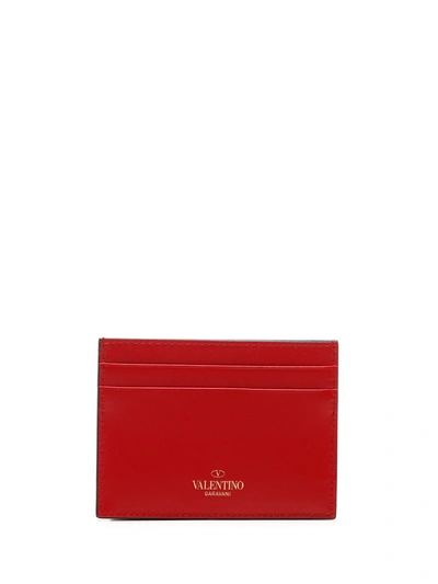 Shop Valentino Garavani Rockstud Cardholder In Red