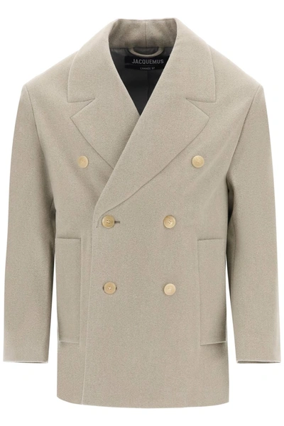 Shop Jacquemus Le Caban Double-breasted Jacket In Light Brown