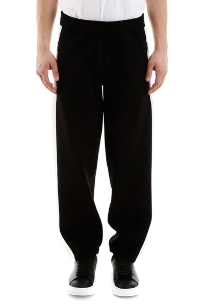 Shop Neil Barrett Joggers With Side Bands In Black Off White Black