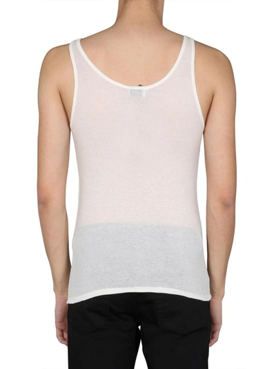 Shop Saint Laurent Round Neck Tank Top In Beige