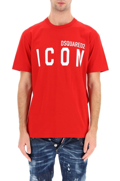 Dsquared2 Mens Red Icon Logo-print Cotton-jersey T-shirt Xl | ModeSens
