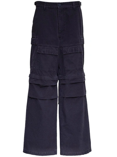Shop Balenciaga Blue Cotton Cargo Pants