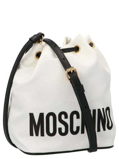 Shop Moschino Italian Teddy Bear Bucket Bag In White