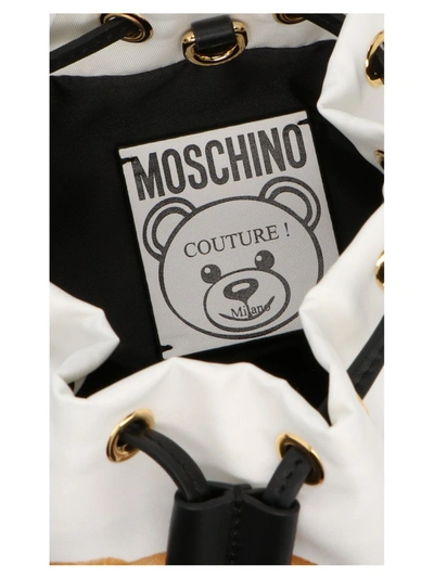 Shop Moschino Italian Teddy Bear Bucket Bag In White