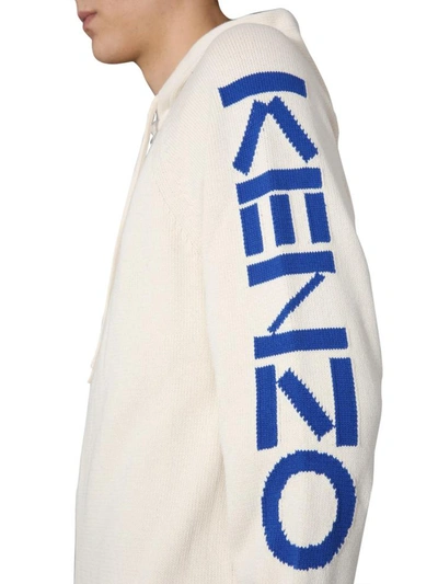 Shop Kenzo Hooded Cardigan In Beige