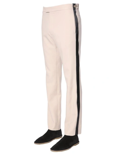 Shop Maison Margiela Trousers With Contrasting Band In Beige