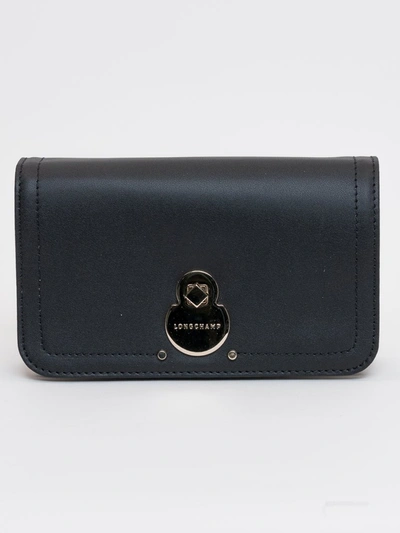 Shop Longchamp Cavalcade Wallet On Chain In Black