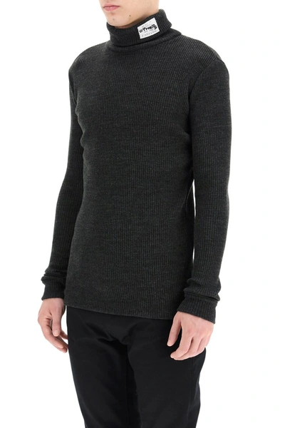 Shop Raf Simons Turtleneck Sweater With Patches In Anthracite