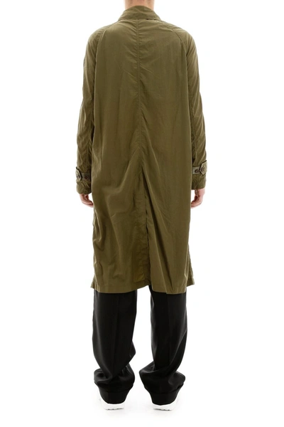 Shop Burberry Raincoat With Cargo Pockets In Light Moss