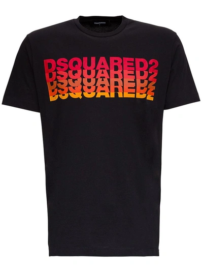 Shop Dsquared2 Cotton T-shirt With Front Logo Print In Black