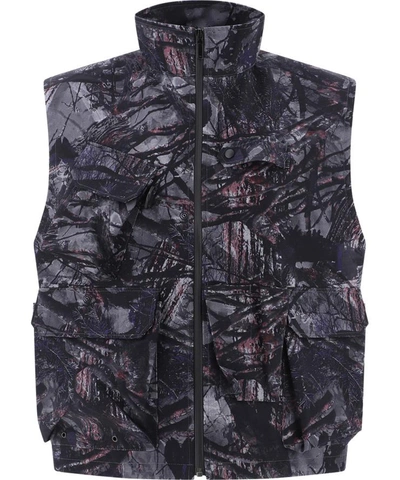 Shop South2 West8 Multi-pocket Jacquard Vest In Black  