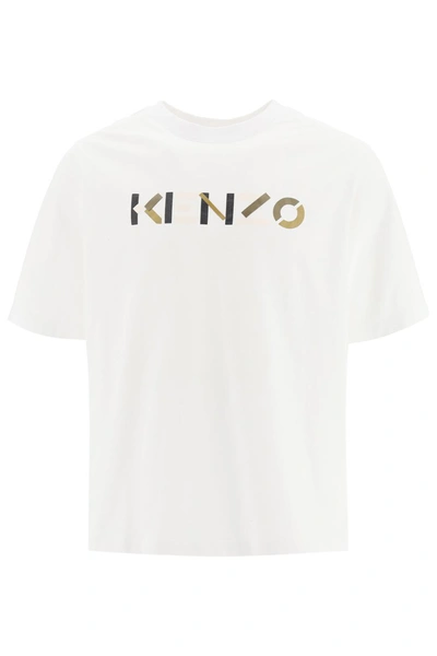 Shop Kenzo T-shirt With Multicolour Logo In Blanc
