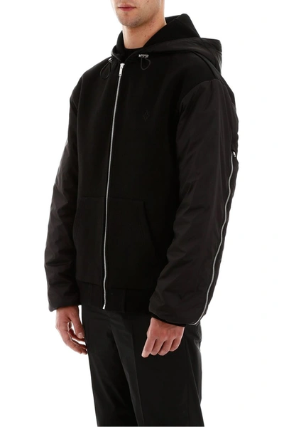 Shop Marcelo Burlon County Of Milan Marcelo Burlon Hooded Bomber Jacket In Black Black