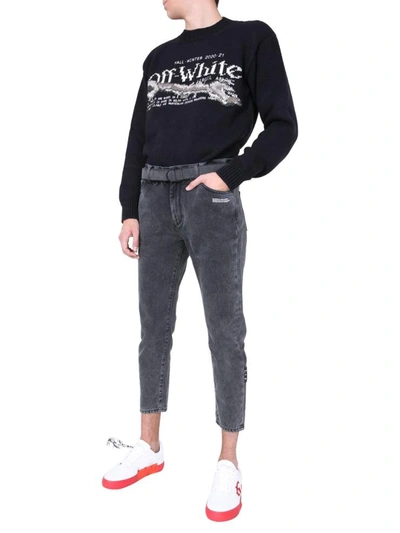 Shop Off-white Slim Low Crotch Jeans In Charcoal