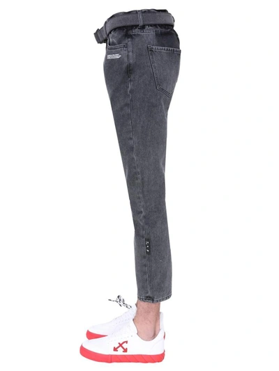 Shop Off-white Slim Low Crotch Jeans In Charcoal