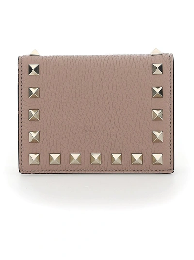 Shop Valentino Garavani Rockstud Small Compact Wallet In Pink