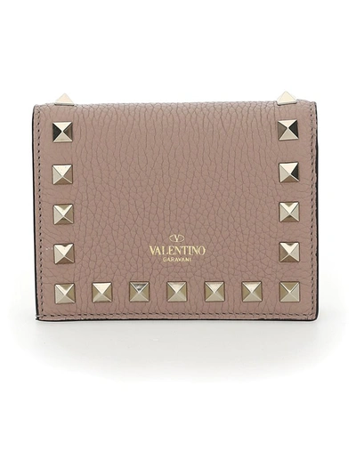 Shop Valentino Garavani Rockstud Small Compact Wallet In Pink