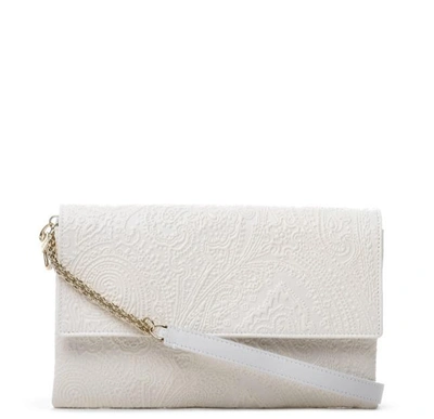 Shop Etro Paisley Embossed Shoulder Bag In White