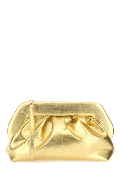 Shop Themoirè Bios Cork Gathered Clutch Bag In Gold