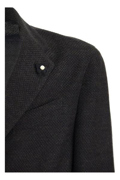 Shop Lardini Single-breasted Merino Wool Jacket In Blue/dove Gray