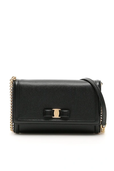 Shop Ferragamo Salvatore  Vara Bow Mini Shoulder Bag In Black