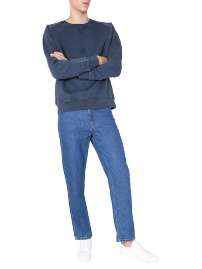 Shop Nigel Cabourn Crew Neck Sweatshirt In Blue