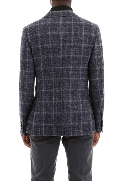 Shop Z Zegna Tartan Blazer In Blu Navy Check