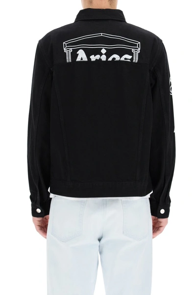Shop Aries Jacket With Temple Logo Print In Black