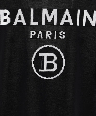 Shop Balmain Intarsia Logo Cardigan In Black  