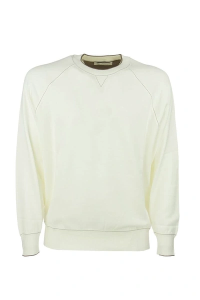 Shop Brunello Cucinelli Cotton Lightweight Sweater In Milk