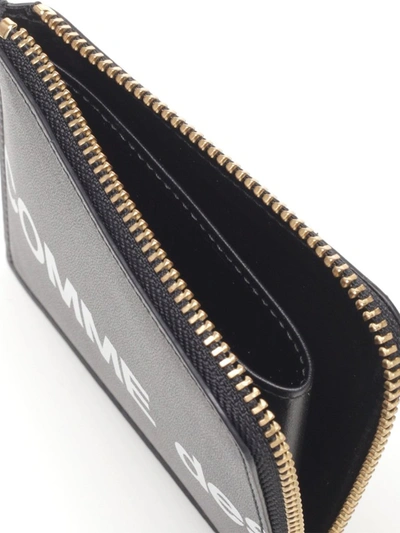 Shop Comme Des Garçons Wallet Logo Print Zip Around Wallet In Black