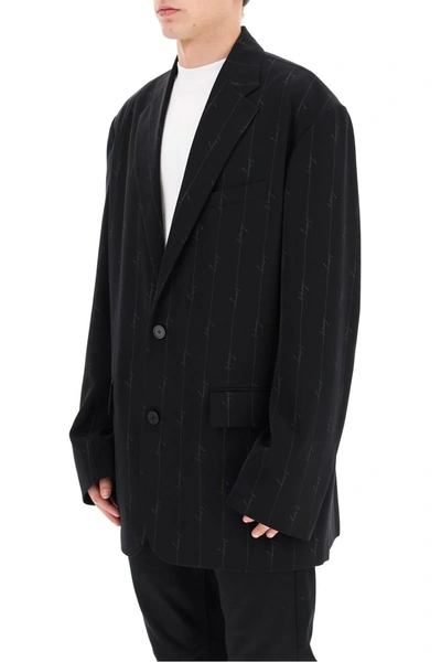 Shop Balenciaga Oversized Blazer Signature In Black Anthracite