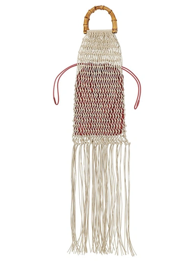 Shop Jil Sander Knitted Fringed Handbag In Beige