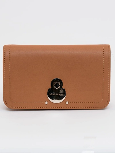 Shop Longchamp Cavalcade Wallet On Chain In Brown