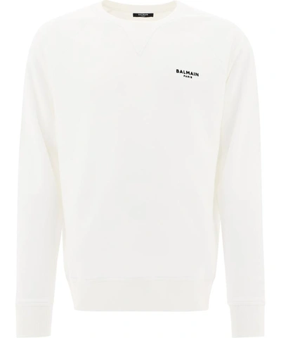 Shop Balmain Mini Logo Sweatshirt In White