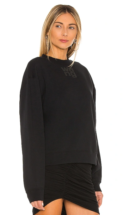 Alexander Wang T Essential Terry Crew Sweatshirt W/ Puff Paint Logo In Black